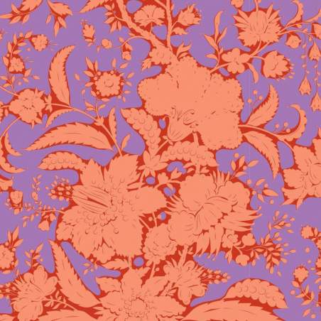 Tilda Bloomsville Abloom Iris - Tessuto Lilla Iris e Arancione Fiorato Tilda Fabrics - 1