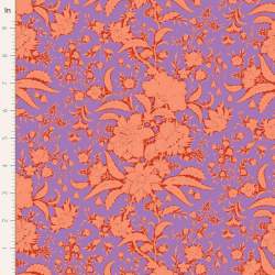 Tilda Bloomsville Abloom Iris - Tessuto Lilla Iris e Arancione Fiorato Tilda Fabrics - 2