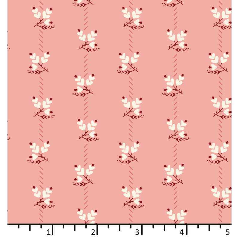 Tessuto Rosa Salmone con fiori a cuore - EQP Forever, Lupine Rose Ellie's Quiltplace Textiles - 1