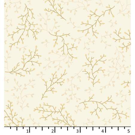 Tessuto Bianco Panna con rametti - EQP Forever, Twirling Twigs Cotton