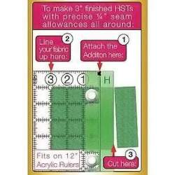 Guida per quadrati composti da 2 triangoli, per qualsiasi righello patchwork - Seam Allowance Addition Guideline 4 Quilting - 2