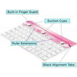 Guida per quadrati composti da 4 triangoli, per qualsiasi righello patchwork - Seam Allowance Addition Guideline 4 Quilting - 3