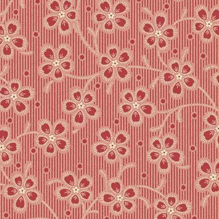 Cocoa Pink Colombine Dahlia, Tessuto Rosso con fiori di colombina - Edyta Sitar Andover - 2
