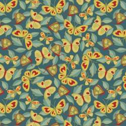 Tessuto Azzurro Cupo con Fiori e Farfalle - EQP Back & Forth, Butterflies Deep Blue Ellie's Quiltplace Textiles - 2