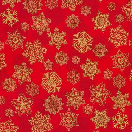 Holiday Flourish-Snow Flower Crimson, Tessuto Rosso Cremisi con Fiocchi di Neve - Robert Kaufman Robert Kaufman - 1