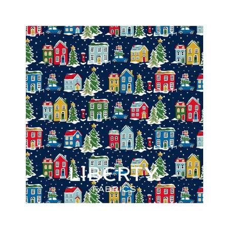 Deck the Halls Yuletide Cheer Holiday Village, Tessuto Rosso Villaggio di Natale - Liberty Fabrics Liberty Fabrics - 1