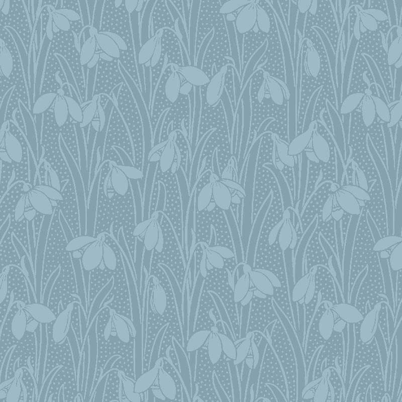 Snowdrop Spot Steely Sky, Tessuto Azzurro Cielo d'Accaio con Bucaneve tono su tono - Liberty Fabrics Liberty Fabrics - 1