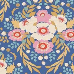 Tilda Jubilee Anemone Blue, tessuto blu con fiori anemoni Tilda Fabrics - 2