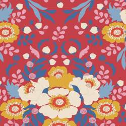 Tilda Jubilee Anemone Red, tessuto rosso con fiori anemoni Tilda Fabrics - 2