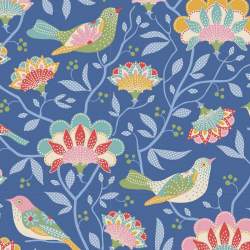 Tilda Jubilee Bird Tree Blue, tessuto blu con alberi e uccellini Tilda Fabrics - 2