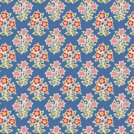 Tilda Jubilee Farm Flowers Blue, Tessuto blu con fiori della fattoria Tilda Fabrics - 1