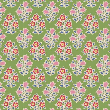 Tilda Jubilee Farm Flowers Green, Tessuto verde con fiori della fattoria Tilda Fabrics - 1