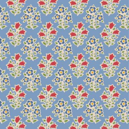 Tilda Jubilee Farm Flowers Light Blue, Tessuto azzurro con fiori della fattoria Tilda Fabrics - 1