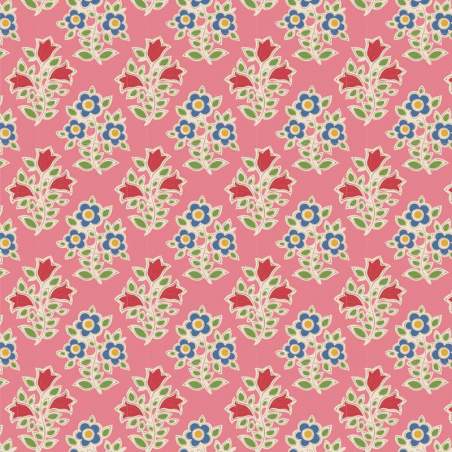 Tilda Jubilee Farm Flowers Pink, Tessuto rosa con fiori della fattoria Tilda Fabrics - 1