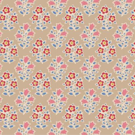 Tilda Jubilee Farm Flowers Sand, Tessuto beige sabbia con fiori della fattoria Tilda Fabrics - 1