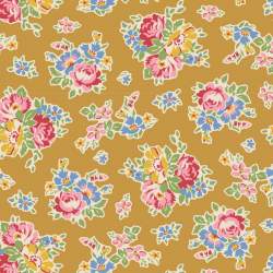 Tilda Jubilee Sue Mustard, tessuto giallo mostarda con fiorellini Tilda Fabrics - 2