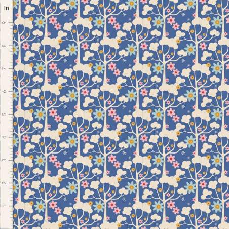 Tilda Jubilee Wildgarden Blue, tessuto blu con alberi Tilda Fabrics - 1