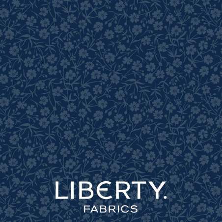 August Meadow Midnight, tessuto blu mezzanotte tono su tono - Liberty Quilting