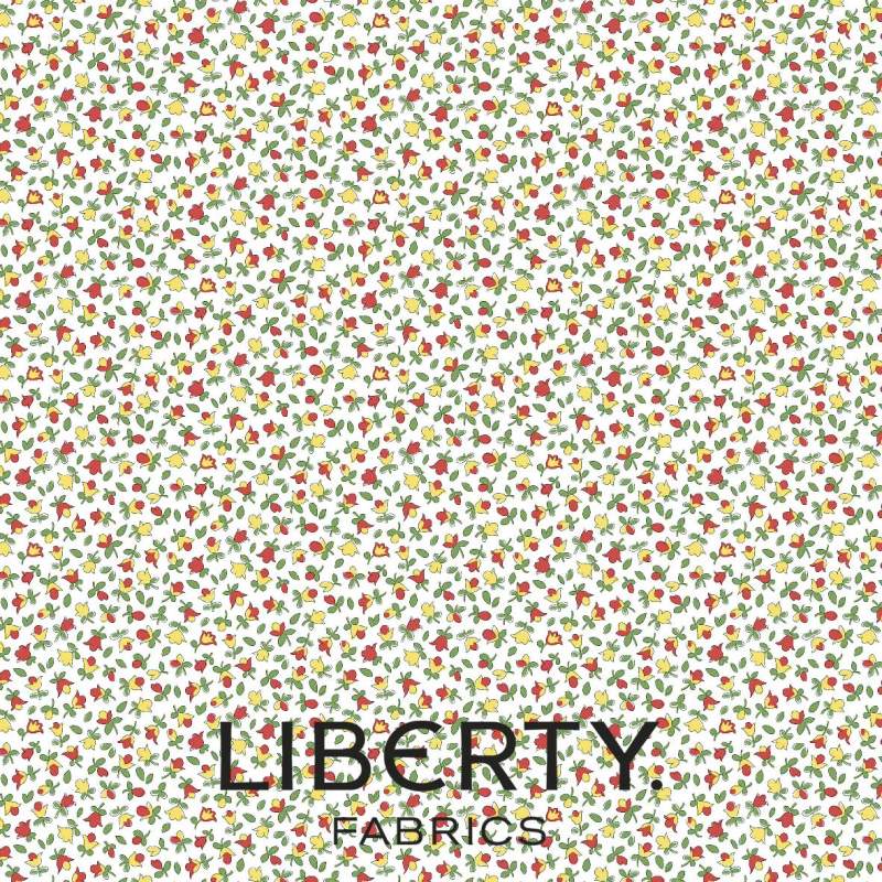 Heirloom Collection 2, Little Buds, tessuto bianco con piccoli boccioli rossi e gialli  - Liberty Quilting Liberty Fabrics - 1