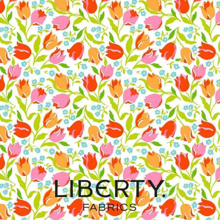 London Parks Collection, Tulip Triumph C, tessuto bianco con tulipani rossi e gialli - Liberty Fabrics Liberty Fabrics - 1