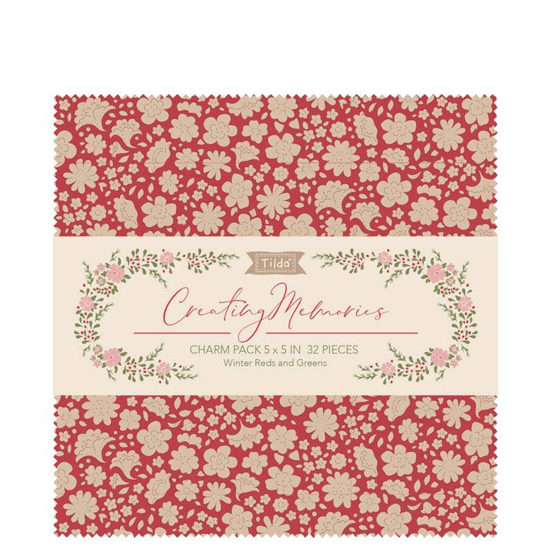 Tilda Creating Memories, Winter Reds and Greens, CharmPack 32 Quadrati Tilda Fabrics - 1