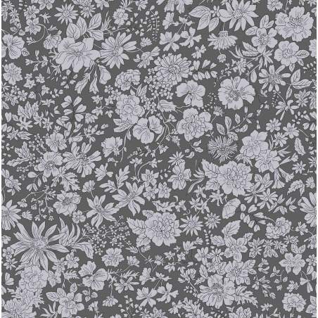 Emily Belle Neutrals Charcoal, tessuto Grigio Carbone con piccoli fiori bianchi - Liberty Quilting Liberty Fabrics - 1