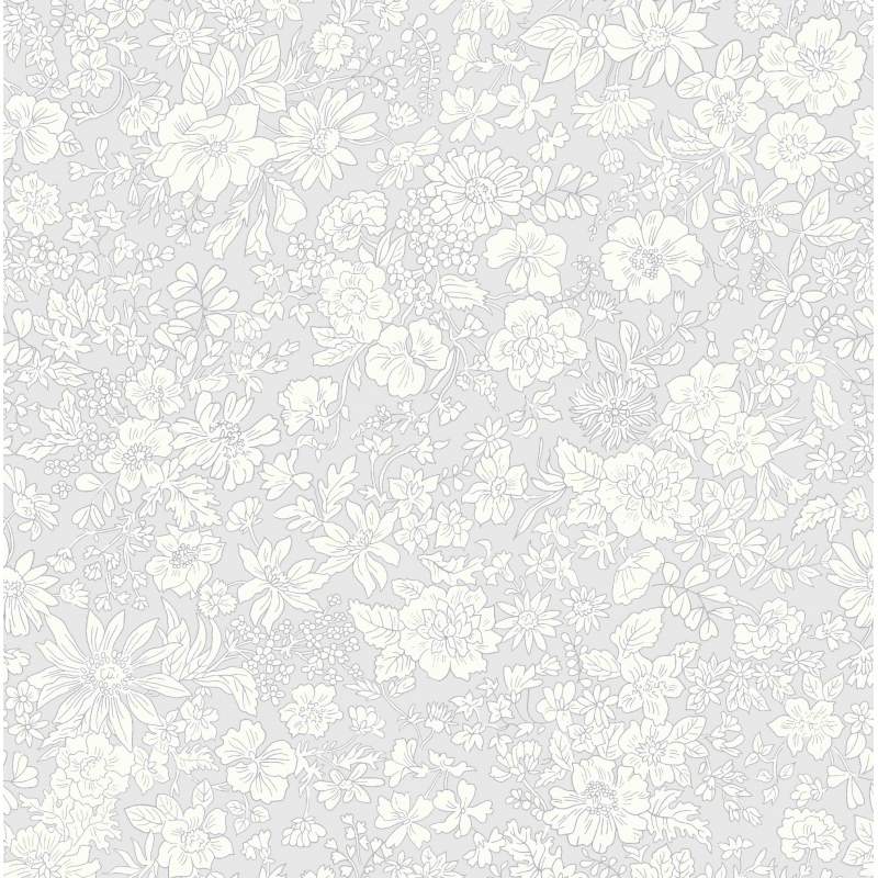 Emily Belle Neutrals Silver Birch, tessuto Grigio Argento con piccoli fiori bianchi - Liberty Quilting Liberty Fabrics - 1