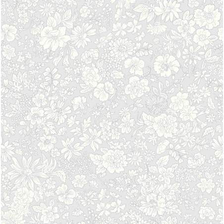 Emily Belle Neutrals Silver Birch, tessuto Grigio Argento con piccoli fiori bianchi - Liberty Quilting Liberty Fabrics - 1