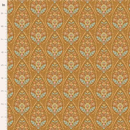 Tilda Sanctuary Adina Ochre, Tessuto Ocra con pois e fiori Tilda Fabrics - 1