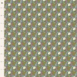 Tilda Sanctuary Cottonfield Greygreen, Tessuto Verde su Grigio con fiori di cotone Tilda Fabrics - 1