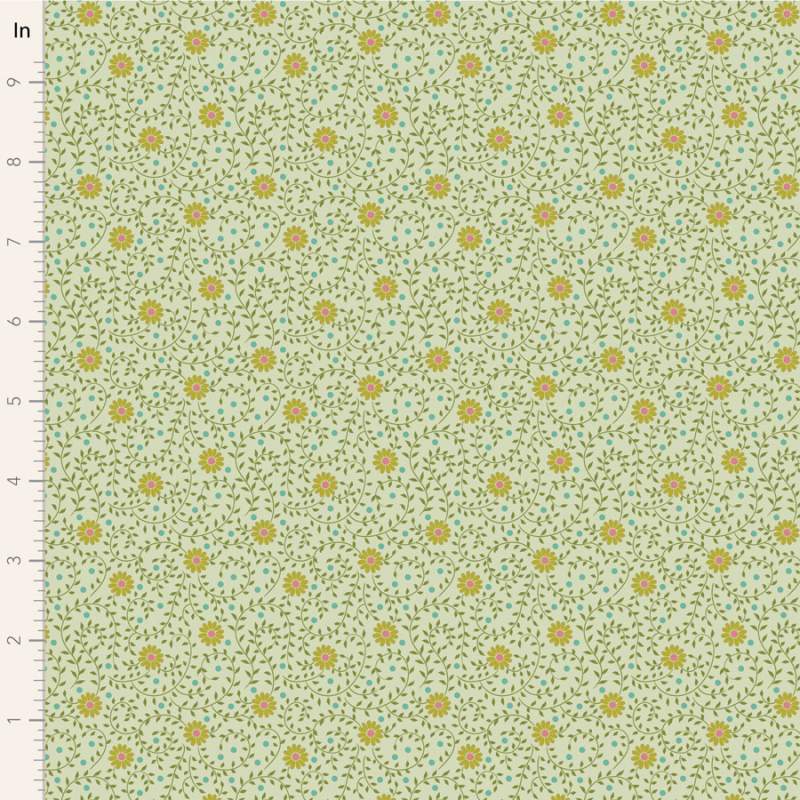 Tilda Sanctuary Daisydream Pistachio, Tessuto Verde Pistacchio con piccole Margherite Tilda Fabrics - 1