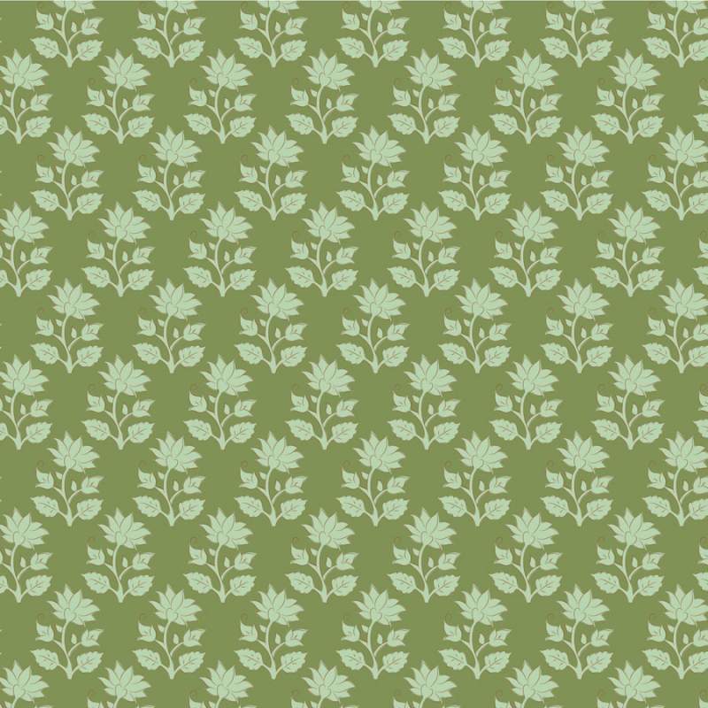 Tilda Sanctuary Mira Moss, Tessuto Verde Muschio con fiori tono su tono Tilda Fabrics - 1