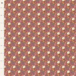 Tilda Sanctuary Cottonfield Maroon, Tessuto Rosso Bordeaux con fiori di cotone Tilda Fabrics - 1