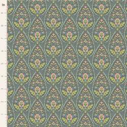 Tilda Sanctuary Adina Greygreen, Tessuto Verde su Grigio con pois e fiori Tilda Fabrics - 1