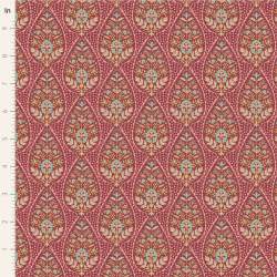 Tilda Sanctuary Adina Maroon, Tessuto Rosso Bordeaux con pois e fiori Tilda Fabrics - 1