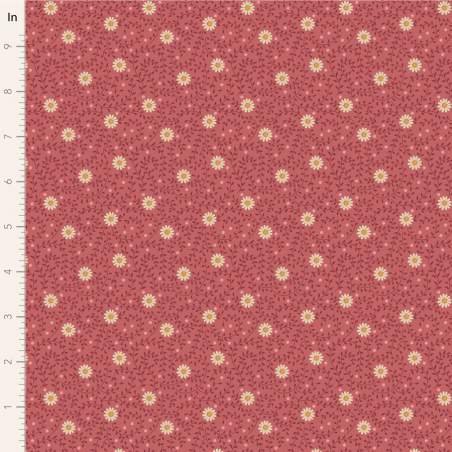 Tilda Sanctuary Daisydream Rhubarb, Tessuto Rosso Rabarbaro con piccole Margherite Tilda Fabrics - 1