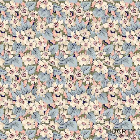 Tree of Life Somerset Hedgerow Woodland Pastels, Tessuto Azzurro con Siepi Fiorite - Lyberty Fabrics Liberty Fabrics - 1