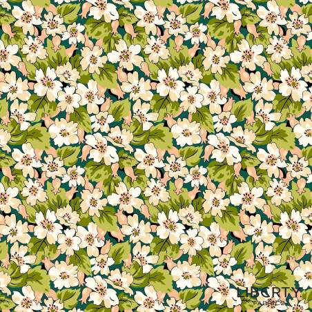 Tree of Life Somerset Hedgerow Canopy Greens, Tessuto Verde con Siepi Fiorite - Lyberty Fabrics Liberty Fabrics - 1