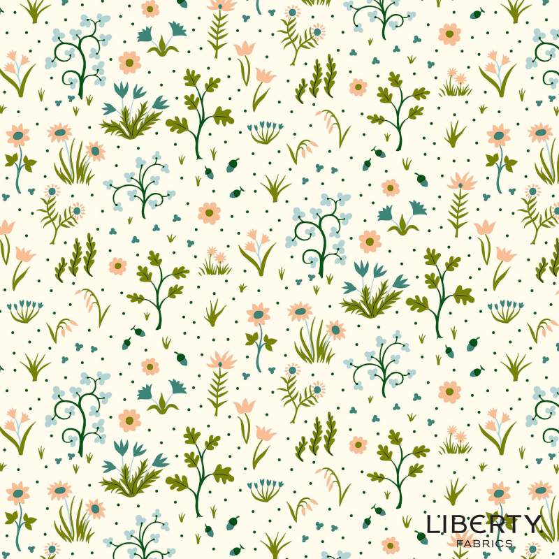 Tree of Life Sapling Wood  Canopy Greens, Tessuto Verde con Boschetto con Alberelli - Lyberty Fabrics Liberty Fabrics - 1