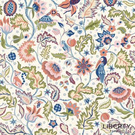 Tree of Life Liberty Tree Woodland Pastels, Tessuto Azzurro con Rami con Animaletti - Lyberty Fabrics Liberty Fabrics - 1