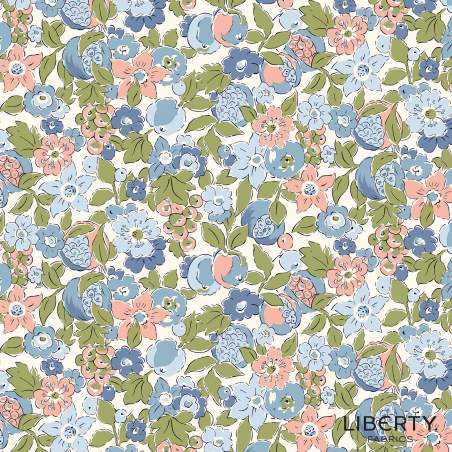 Tree of Life Bountiful Fruits Woodland Pastels, Tessuto Azzurro con Fiori e Frutta - Lyberty Fabrics Liberty Fabrics - 1