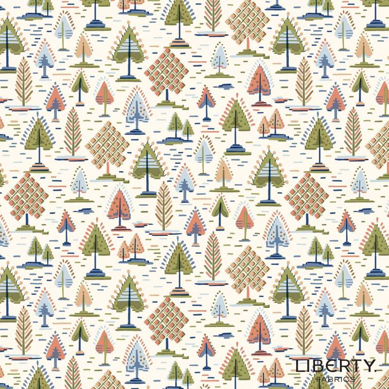 Tree of Life Arabella Tapestry Woodland Pastels, Tessuto Azzurro con Alberi - Lyberty Fabrics Liberty Fabrics - 1