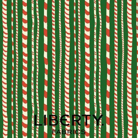 Festive Fair Candy Cane Stripe, Tessuto Verde a Righe - Liberty Fabrics Liberty Fabrics - 1