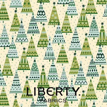 Festive Fair Frosty Forest, Tessuto con Alberi Verdi e Azzurri - Liberty Fabrics Liberty Fabrics - 1