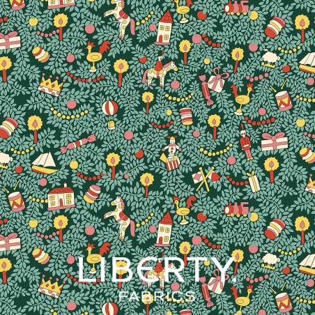 Festive Fair Toy Tree, Tessuto Verde con Simboli Natalizi - Liberty Fabrics Liberty Fabrics - 1