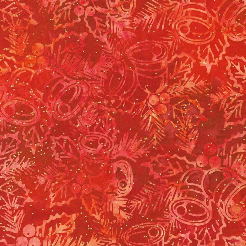 Artisan Batiks: Joyful Holidays Crimson, Tessuto Rosso Cremisi - Robert Kaufman Robert Kaufman - 1