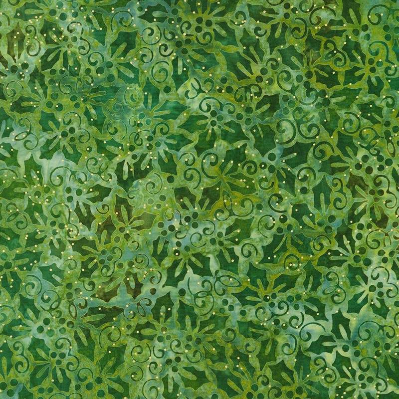 Artisan Batiks: Joyful Holidays Holly, Tessuto Verde con Agrifogli - Robert Kaufman Robert Kaufman - 1