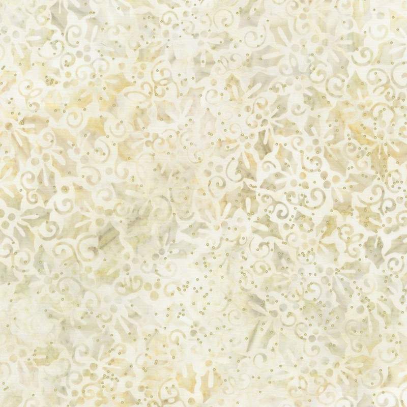 Artisan Batiks: Joyful Holidays Parchment, Tessuto Beige Pergamena con Agrifogli - Robert Kaufman Robert Kaufman - 1