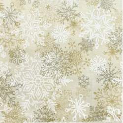 Tessuto crema con fiocchi di neve bianchi beige e argento Roberta De Marchi - 1