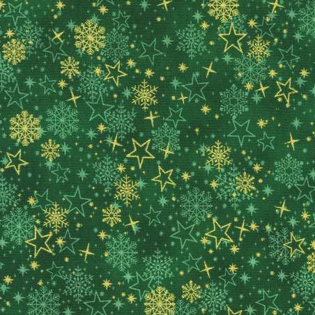 Traditional Trimmings Evergreen Stars and Snowflakes w/Metallic - Robert Kaufman Robert Kaufman - 1